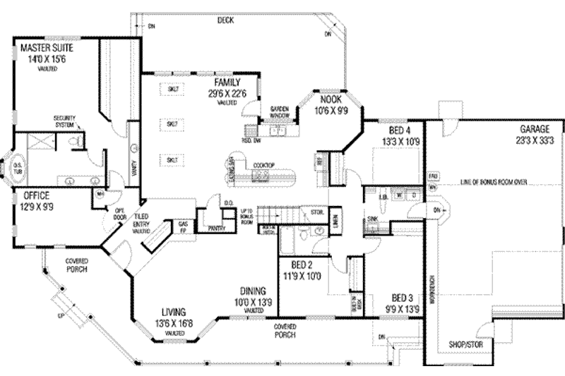 Dream House Plan - Floor Plan - Main Floor for Country House Plan #60-284 - 4 bed, 2 bath