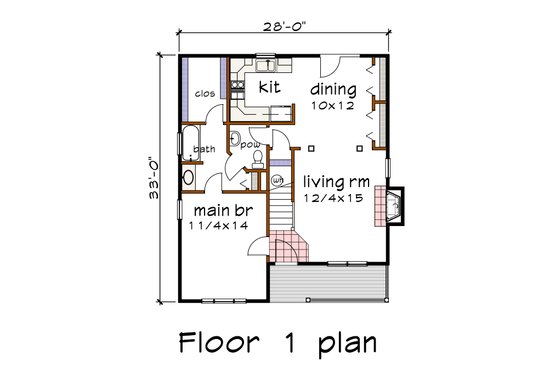 Floor Plan - Main Floor for Farmhouse House Plan #79-343 - 4 bed, 2.5 bath
