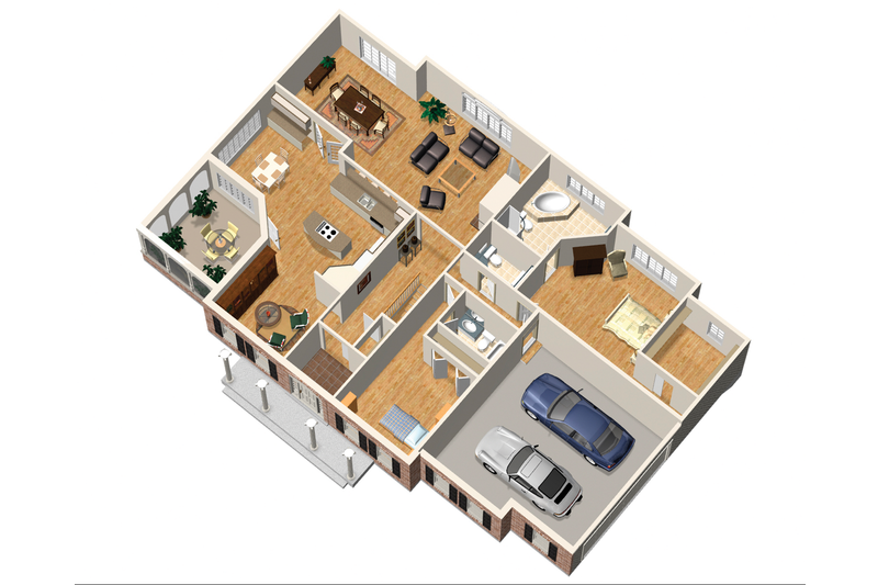 Architectural House Design - Floor Plan - Main Floor 1 for Classical House Plan #25-4822 - 2 bed, 2 bath