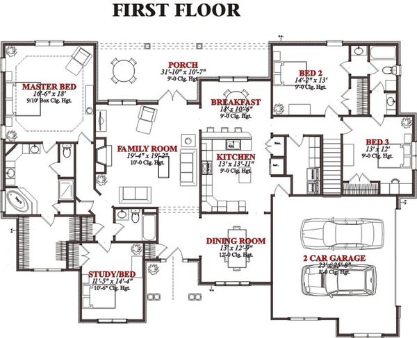 House Blueprint - Traditional Floor Plan - Main Floor Plan #63-222