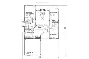 Floor Plan - Main Floor for Traditional House Plan #30-137 - 3 bed, 2 bath
