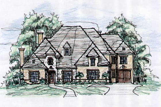 Exterior - Front Elevation for European House Plan #141-359 - 5 bed, 5.5 bath
