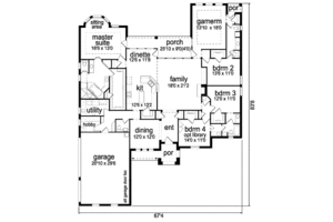 Floor Plan - Main Floor for European House Plan #84-280 - 4 bed, 3.5 bath