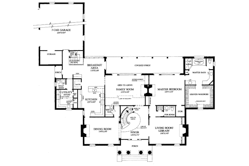 House Plan Design - Floor Plan - Main Floor for Classical House Plan #137-242 - 4 bed, 4 bath