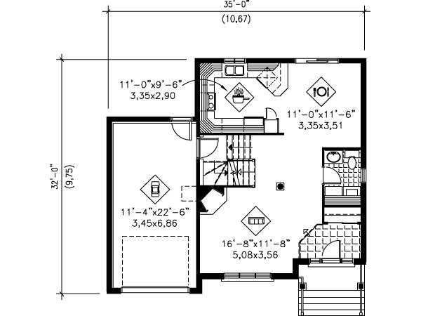 European Floor Plan - Main Floor Plan #25-4151