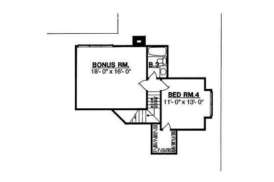 Floor Plan - Upper Floor for European House Plan #40-140 - 4 bed, 3 bath