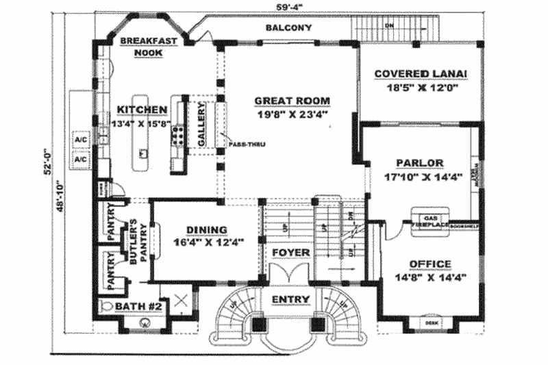Dream House Plan - Floor Plan - Main Floor for Mediterranean House Plan #27-243 - 3 bed, 3 bath