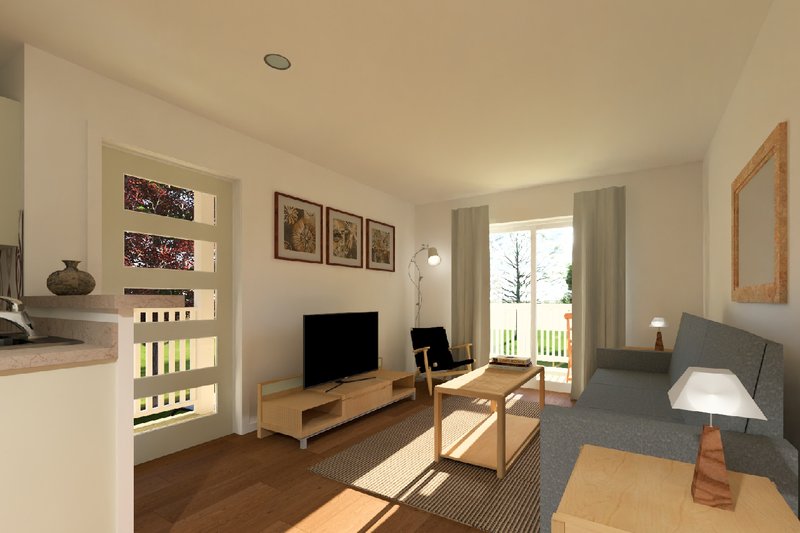 House Design - Interior - Family Room for Farmhouse House Plan #126-291 - 4 bed, 4 bath