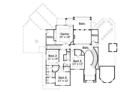 Floor Plan - Upper Floor for European House Plan #411-544 - 5 bed, 4.5 bath