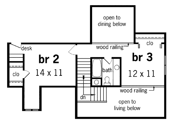 Home Plan - Southern Floor Plan - Upper Floor Plan #45-195