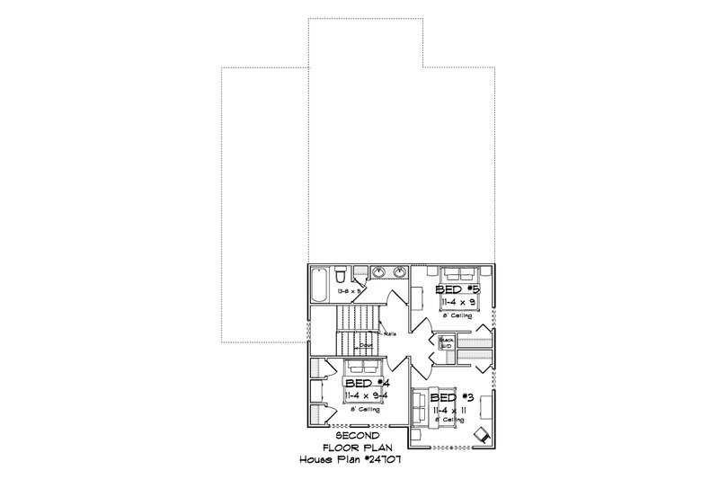 Architectural House Design - Floor Plan - Upper Floor for Cottage House Plan #513-2499 - 5 bed, 3 bath