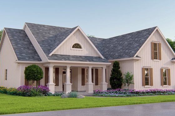 Exterior - Front Elevation 4 for Ranch House Plan #54-455 - 3 bed, 2 bath