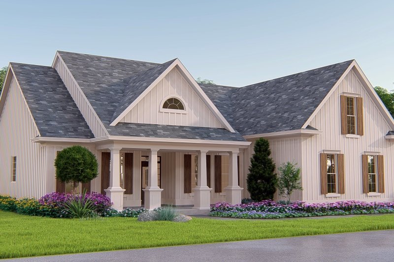 Home Plan - Exterior - Front Elevation 4 for Ranch House Plan #54-455 - 3 bed, 2 bath