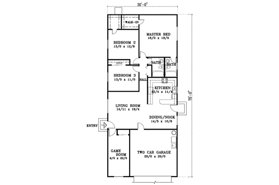 Floor Plan - Main Floor for Adobe / Southwestern House Plan #1-1230 - 3 bed, 3 bath