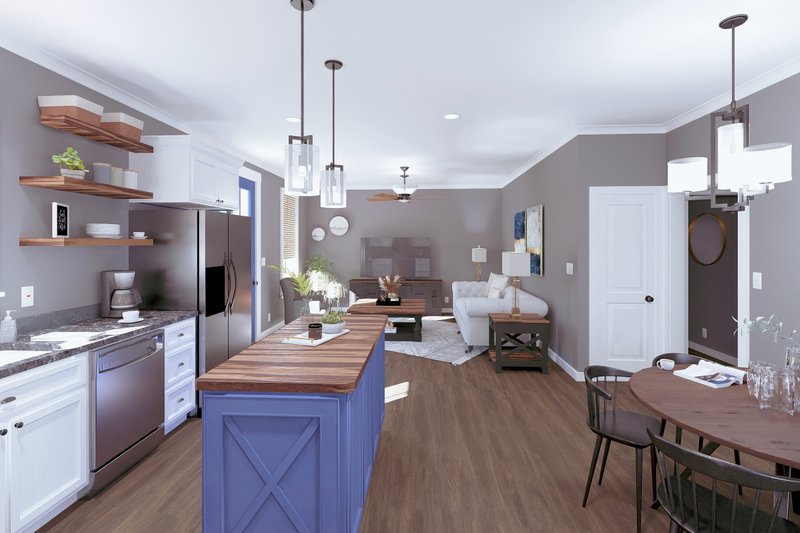 Dream House Plan - Interior - Family Room 1 for Cottage House Plan #44-229 - 3 bed, 2 bath