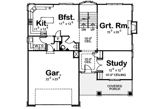 Floor Plan - Main Floor for Bungalow House Plan #20-1712 - 4 bed, 4 bath