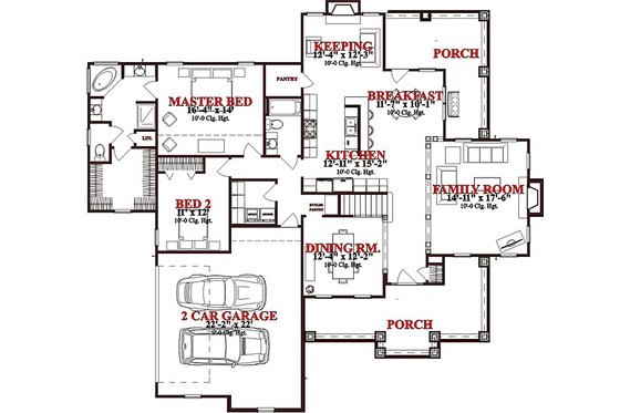 Floor Plan - Main Floor for European House Plan #63-269 - 4 bed, 3 bath