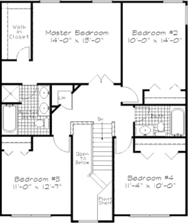 Colonial Floor Plan - Upper Floor Plan #320-304
