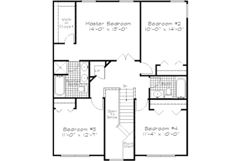 Dream House Plan - Floor Plan - Upper Floor for Colonial House Plan #320-304 - 4 bed, 2.5 bath