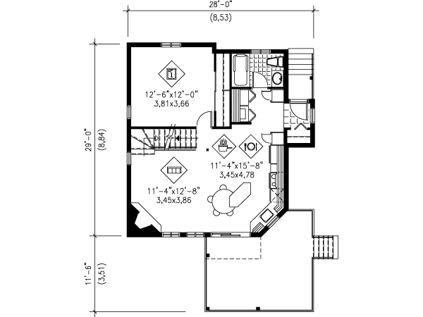 Cottage Floor Plan - Main Floor Plan #25-4198