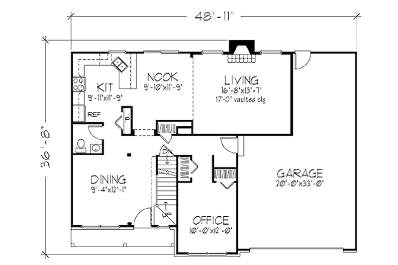 Home Plan - Floor Plan - Main Floor for Country House Plan #320-454 - 4 bed, 2.5 bath