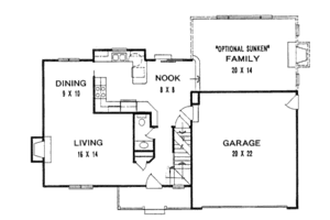 Floor Plan - Main Floor for Traditional House Plan #58-142 - 3 bed, 2.5 bath