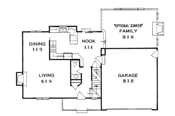 Floor Plan - Main Floor for Traditional House Plan #58-142 - 3 bed, 2.5 bath