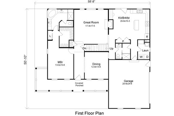 Floor Plan - Main Floor for Country House Plan #22-515 - 4 bed, 3.5 bath