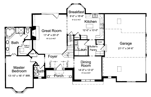 Architectural House Design - Country Floor Plan - Main Floor Plan #46-428