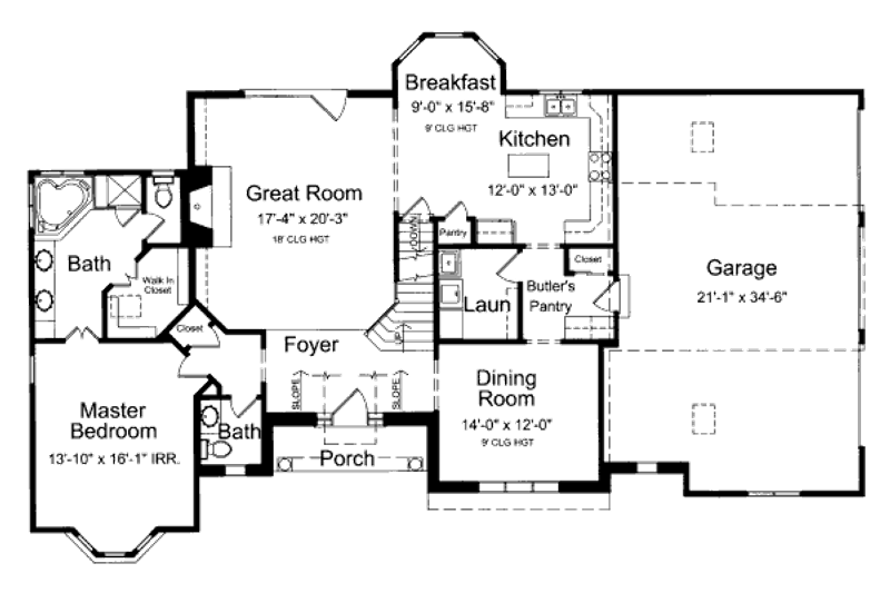 Home Plan - Floor Plan - Main Floor for Country House Plan #46-428 - 4 bed, 3.5 bath