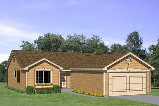 Exterior - Front Elevation for Ranch House Plan #116-200 - 3 bed, 2 bath