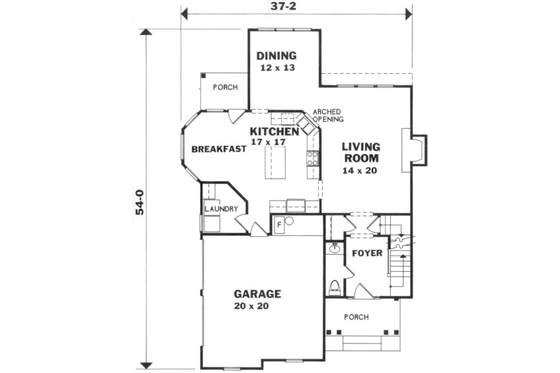 Floor Plan - Main Floor for Traditional House Plan #129-128 - 3 bed, 2.5 bath