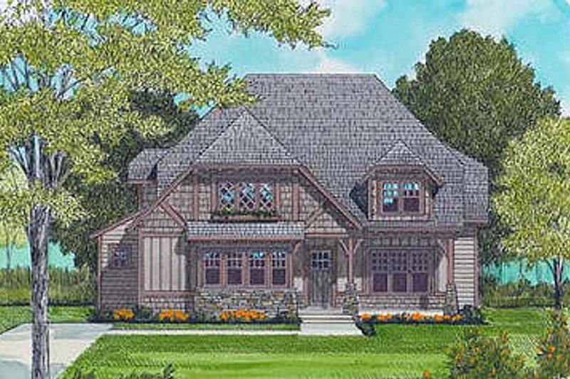 House Blueprint - European Exterior - Front Elevation Plan #413-104