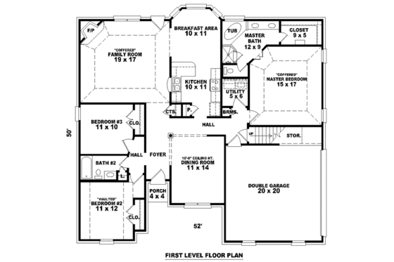 Floor Plan - Main Floor for European House Plan #81-1001 - 3 bed, 2 bath