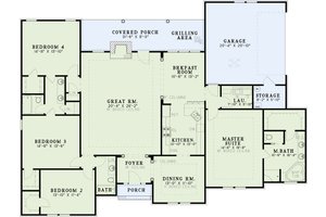Floor Plan - Main Floor for European House Plan #17-1035 - 4 bed, 3 bath