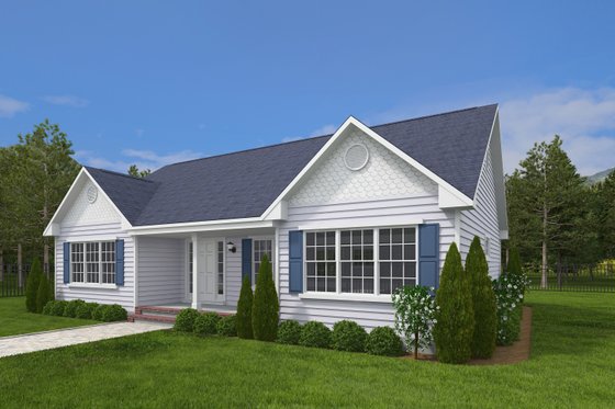 Exterior - Front Elevation 3 for Ranch House Plan #1082-6 - 3 bed, 2 bath