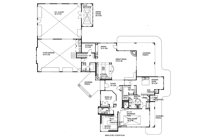 Home Plan - Floor Plan - Main Floor for Craftsman House Plan #117-767 - 2 bed, 2.5 bath