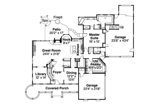 Floor Plan - Main Floor for Colonial House Plan #124-499 - 4 bed, 4.5 bath