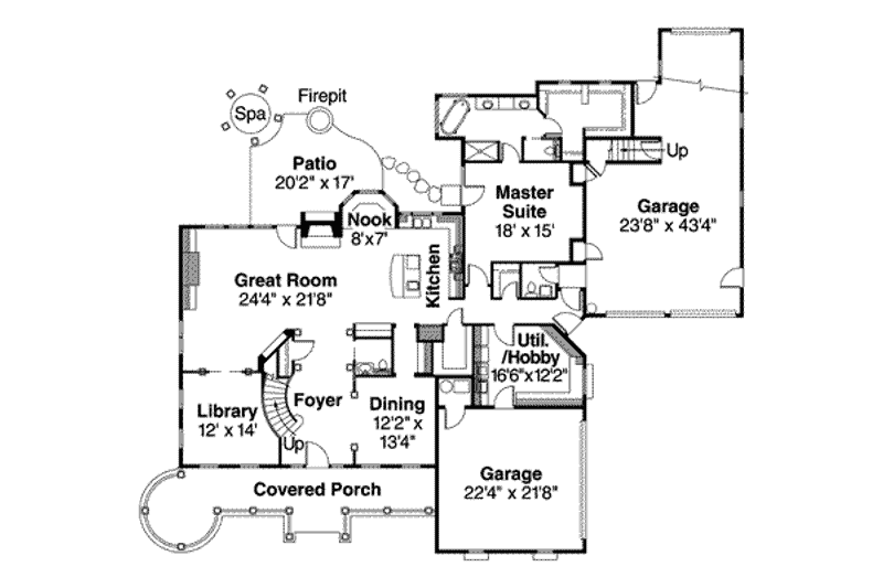 Home Plan - Floor Plan - Main Floor for Colonial House Plan #124-499 - 4 bed, 4.5 bath