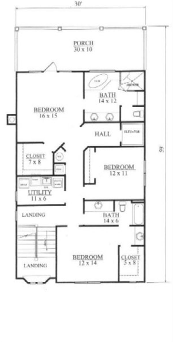 Home Plan - Tudor Floor Plan - Upper Floor Plan #14-254