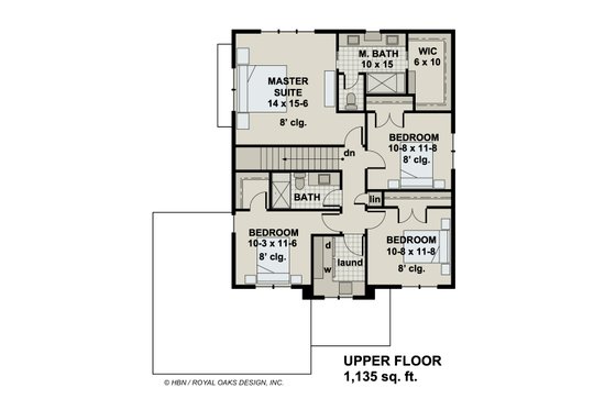 Floor Plan - Upper Floor for Traditional House Plan #51-1190 - 4 bed, 2.5 bath
