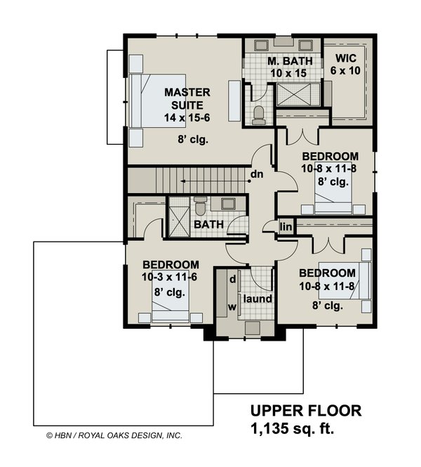 Traditional Floor Plan - Upper Floor Plan #51-1190