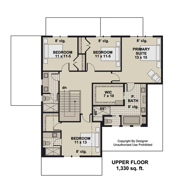 House Plan Design - Craftsman Floor Plan - Upper Floor Plan #51-1368