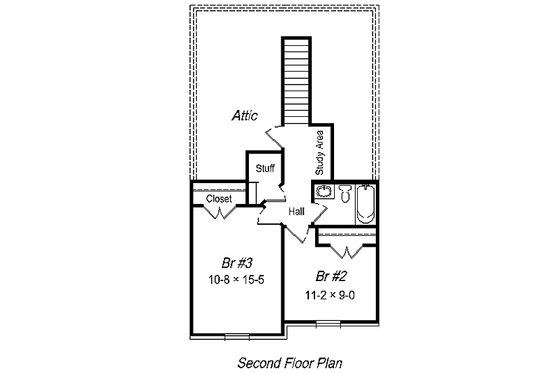 Floor Plan - Upper Floor for Cottage House Plan #329-173 - 3 bed, 2 bath