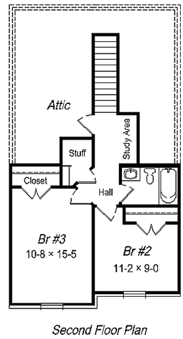 Floor Plan - Upper Floor for Cottage House Plan #329-173 - 3 bed, 2 bath