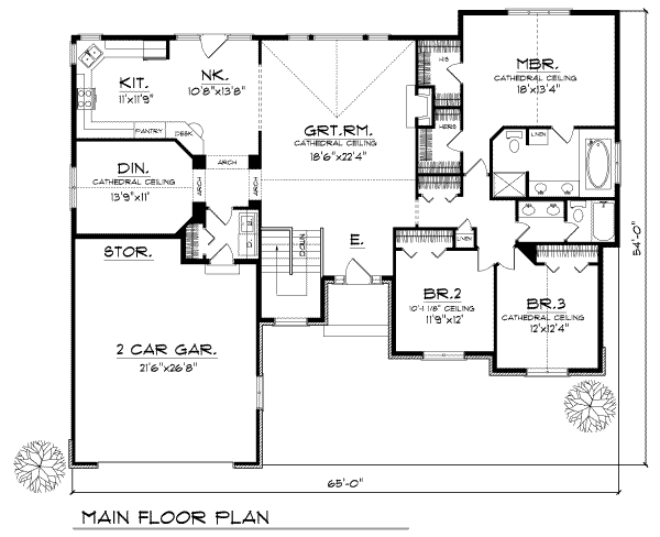 Home Plan - Traditional Floor Plan - Main Floor Plan #70-321