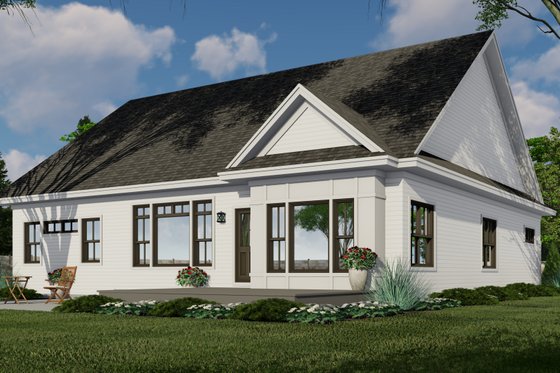Exterior - Rear Elevation for Farmhouse House Plan #51-1185 - 3 bed, 2 bath