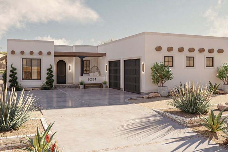 Adobe / Southwestern Style House Plan - 3 Beds 2 Baths 1873 Sq/Ft Plan #455-572