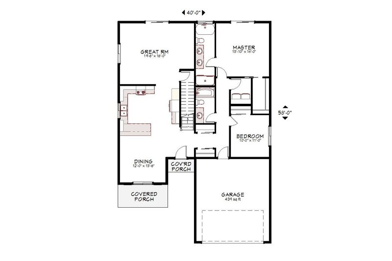 House Design - Floor Plan - Main Floor for Traditional House Plan #943-53 - 4 bed, 3 bath