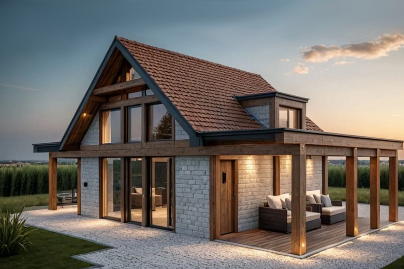 House Blueprint - Exterior - Front Elevation 4 for Modern House Plan #542-8 - 2 bed, 1 bath
